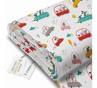 DreamRoots Tessuto Impermeabile al metro 160 cm Larghezza, 220 g/m² 600D, Stoffa per Cuscini Esterni - Traveling Dogs 1M