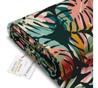 DreamRoots Tessuto Impermeabile al metro 160 cm Larghezza, 220 g/m² 600D, Stoffa per Cuscini Esterni - Tropical Abstract Leaves 2M
