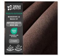 DreamRoots Tessuto Impermeabile al Metro Effetto Lino, Marrone Scuro, 2 m | Tela cerata impermeabile esterno, resistente UV, rivestimento PU, 240 g/m², colonna d'acqua 8000 mm, per divani, robusto