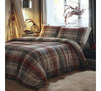 Dreams & Drapes Connolly - Set copripiumino in 100% cotone spazzolato, colore rosso, misura king size