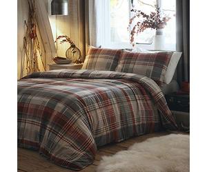 Dreams & Drapes Connolly - Set copripiumino in 100% cotone spazzolato, colore rosso, misura king size