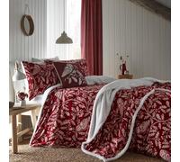 Dreams & Drapes - Copripiumino in pile con gufo rosso e orsacchiotto, per letto king size (230 x 220 cm), morbido e confortevole, biancheria da letto con animali della foresta, colore: rosso bordeaux