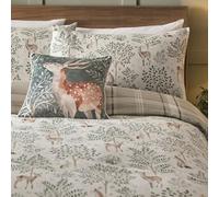 Dreams & Drapes - Copripiumino Natural Forest Deer - Letto Super King Size (260 x 220 cm) - Design reversibile - Morbido 100% cotone - Copripiumino in flanella naturale - Biancheria da letto Woodland