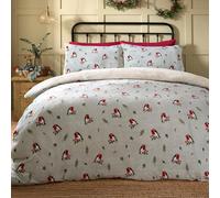 Dreams & Drapes - Copripiumino vintage rosso in pile con pettirossi - Letto King Size (230 220 cm) - Reversibile (2 fantasie) - Morbido copripiumino in pile Teddy color carta da zucchero - Biancheria
