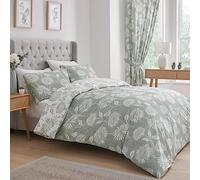 Dreams & Drapes Design - Set copripiumino con crisantemo, facile da pulire, per letto matrimoniale, colore: verde