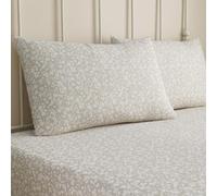 Dreams & Drapes - Lenzuolo con angoli elasticizzati (190 x 140 x 28 cm) - lussuoso policotone - copripiumino coordinato disponibile - lenzuolo naturale con foglie