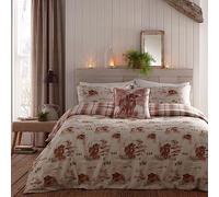 Dreams & Drapes Lodge - Hanson Highland Cow - Set copripiumino in cotone spazzolato, per letto super king size, colore: terracotta