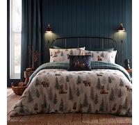 Dreams & Drapes Lodge - Set copripiumino in cotone spazzolato, per letto super king size, colore: naturale