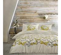 Dreams & Drapes Mariposa-Easy Care - Set copripiumino, Ochre Yellow, Duvet Cover Set: King