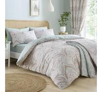 Dreams & Drapes Parure copripiumino verde giacobino - King Size (230 x 220 cm) - Biancheria da letto double-face Boho con 2 federe - Disegno marocchino persiano - Stampa botanica esotica