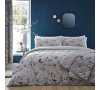 Dreams & Drapes Radura Primaverile Copripiumino e Federa, 52% Poliestere, 48% Cotone, Grey, Single, W140cm x L200cm (Duvet Cover), W48cm x L76cm (Pillow Case)