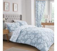 Dreams & Drapes Set copripiumino con crisantemo - Super King 260 x 220 cm - Biancheria da letto reversibile blu floreale - design chiaro e blu scuro - morbido al tatto - 2 federe - facile da pulire