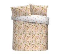 Dreams & Drapes Set copripiumino con foglie autunnali, 52% poliestere riciclato e 48% cotone, matrimoniale 200 x 200 cm, naturale, motivo floreale, reversibile