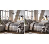 Dreams & Drapes sogni e tende set copripiumino, 100% cotone, grigio, singolo (Confezione da 2)