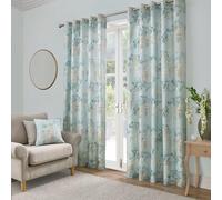 Dreams & Drapes - Tende con motivo glicine celeste 168 x 183 cm (larghezza x lunghezza) - Tende con occhielli blu e fiori - Tende e tende floreali blu e bianche per camera da letto e soggiorno - Tenda