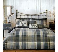 Dreams 'n' Drapes, Connolly Check, Set di Copripiumino Matrimoniale e 2 federe per cuscino, Grigio (anthrazit), Letto Super King Size
