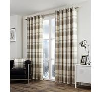 Dreams 'n' Drapes Federa Fusion - Balmoral Check, Natural, Curtains: 66" Width x 54" Drop (168 x 137cm)