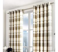 Dreams 'n' Drapes Federa Fusion - Balmoral Check, Tessuto, Natural, Curtains: 66" Width x 72" Drop (168 x 183cm)