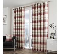 Dreams 'n' Drapes Federa Fusion - Balmoral Check, Tessuto, Ruby, Curtains: 66" Width x 90" Drop (168 x 229cm)
