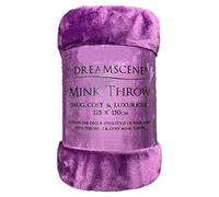 Dreamscene Coperta di lusso in finta pelliccia di visone, morbida e calda, per letto matrimoniale, comoda coperta da viaggio, viola 150 x 200 cm