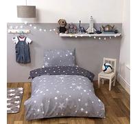 Dreamscene Copripiumino Stelle della Galassia con Federa Reversibile Carbone, Grigio Argento