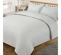 Dreamscene - Set Copripiumino matrimoniale da letto a righe, in satin, argento, King