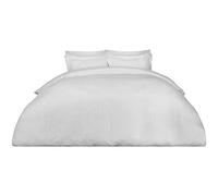 Dreamscene - Set Copripiumino matrimoniale da letto a righe, in satin, bianco, Super King