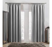Dreamscene Set di 2 tende oscuranti plissettate con fettuccia superiore, colore grigio argento, larghezza 117 cm x altezza 137 cm