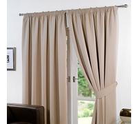 Dreamscene, set di 2 tende oscuranti plissettate con nastro termico, pronte all'uso, beige naturale - larghezza 167,6 cm x altezza 182,9 cm