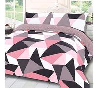 Dreamscene Set di biancheria da letto super king size con copripiumino e federe, morbido e confortevole, in policotone traspirante, leggero, non sbiadisce, colore rosa cipria, 260 x 220 cm