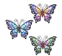 dreamskip Confezione da 3 decorazioni da parete in metallo a forma di farfalla, decorazione per esterni, scultura primaverile da appendere alla parete per giardino, patio, recinzione, cortile,