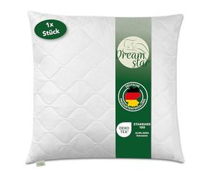 DREAMSTAR Cuscino 80 x 80 cm Premium 1250 g imbottitura cuscino | Cuscino rigido con chiusura lampo per regolare | lavabile fino a 60 gradi | adatto alle persone allergiche | 80 x 80 cm