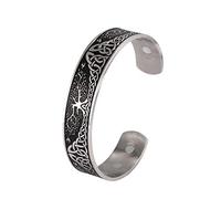 Dreamtimes Albero della Vita Bracciale Viking Celtic Knot Cuff Rigido per Donna Uomo in Acciaio Inossidabile Bracciale da Uomo in Argento