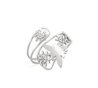 Dreamtimes Anelli ape vintage Anelli cucchiaio api regolabili per donne Anello ape girasole Anelli miele pollice Anelli in acciaio inox Wrap Open Anelli animali gioielli (Argento)