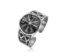 Dreamtimes Anelli vichinghi, per uomini, corone vichinghe, vegvisir, amuleto, simbolo nordico, gioielli vintage da donna, Acciaio inossidabile, Nessuna pietra preziosa