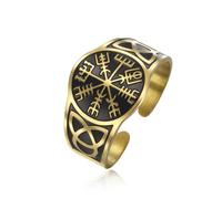 Dreamtimes Anelli vichinghi, per uomini, corone vichinghe, vegvisir, amuleto, simbolo nordico, gioielli vintage da donna, Acciaio inossidabile, Nessuna pietra preziosa