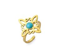 Dreamtimes Anello con Nodo da Strega Wicca Celtico Irlandese - Aperto, Regolabile in Acciaio Inox (Oro-2)