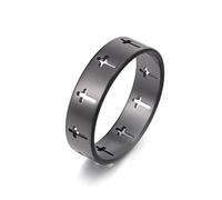 Dreamtimes Anello Croce Anello in Acciaio Inossidabile Cristiano Gesù Cristo Signore Preghiera Gioielli Coppia Anelli Fidanzamento Regalo di Nozze di Moda Per Uomo Donna Colore Argento (Nero, 21MM)