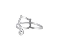 Dreamtimes Anello di Serpente Regolabile per Donne - Anelli di Volpe, Gatto, Zampa di Cane, Ala d'Angelo in Acciaio Inossidabile - Semplice Adorabile Gioielli Animali (Gatto)