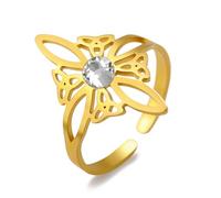 Dreamtimes Anello nodo della strega per le donne Anello quaternario celtico delle streghe in acciaio inossidabile Anelli regolabile a dito aperto (Oro)