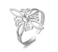 Dreamtimes Anello nodo della strega per le donne Anello quaternario celtico delle streghe in acciaio inossidabile Anelli regolabile a dito aperto (Argento)