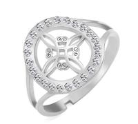 Dreamtimes Anello nodo strega per le donne Anello nodo celtico quaternario streghe in acciaio inox regolabile anelli da dito aperto con zircone chiaro Amuleto stregonesco Gioielli (argento)