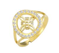 Dreamtimes Anello nodo strega per le donne Anello nodo celtico quaternario streghe in acciaio inox regolabile anelli da dito aperto con zircone chiaro Amuleto stregonesco Gioielli (oro)