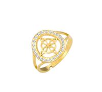 Dreamtimes Anello nodo strega per le donne in acciaio inox regolabile anelli dito aperto con Clear Zircon rotondo Anello nodo streghe wiccan Gioielli amuleto di stregoneria (Oro)