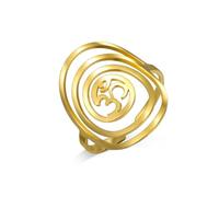 Dreamtimes Aom Om Ohm Anello con sigillo in acciaio inossidabile Simbolo sacro Disegno geometrico a cerchio Gioielli spirituali Anello unisex regolabile per uomo e donna (Oro)