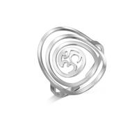 Dreamtimes Aom Om Ohm Anello con sigillo in acciaio inossidabile Simbolo sacro Disegno geometrico a cerchio Gioielli spirituali Anello unisex regolabile per uomo e donna (Argento)