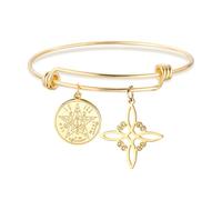 Dreamtimes Bracciale con nodo delle streghe Bracciale con ciondolo del pentagramma del tetragramma Bracciale in acciaio inox con braccialetto di protezione per le donne (Oro)