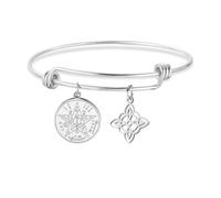 Dreamtimes Bracciale con pendente a forma di nodo delle streghe e pentagramma tetragrammatico per donna Bracciale protettivo in acciaio inossidabile Bracciale con nodo delle streghe (Argento)
