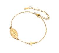 Dreamtimes Bracciale della Vergine Maria Bracciali a croce con rosario Battesimo religioso Delicati bracciali della Vergine di Guadalupe Gioielli cattolici Regali per lei (Stile2-O)