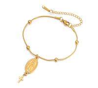 Dreamtimes Bracciale della Vergine Maria Bracciali a croce con rosario Battesimo religioso Delicati bracciali della Vergine di Guadalupe Gioielli cattolici Regali per lei (Stile1-O)